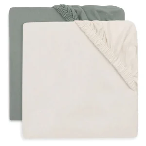2-pack hoeslakens 60x120 - Sea Green/Ivory