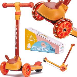 Balans driewieler kinderstep hert ontwerp met lichtgevende wielen – vanaf 3 jaar – stuur tot 70 cm – geschikt tot 40kg – hert / deer – step