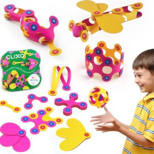 Clixo Itsy 18 stuks set (roze/geel) – flexibel magnetisch speelgoed