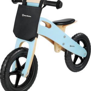 HyperMotion step loopfiets scooter kinderfiets voor jongen jongens kinder fiets loopfietsen kinderfietsen houten peuterfiets hout babyfiets loopfietsje loopfietsjes blauw zwart kinderloopfiets zadel zitje fietsje peuter steppen