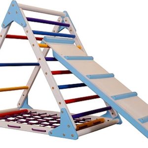 Juliard.Club Pikler Driehoek Triangle Net 1 – Klimrek met Klimnet en Glijbaan Klimbord – Klimtoestel voor kinderen – Klimtoren voor peuters en kleuters – Kleurrijke