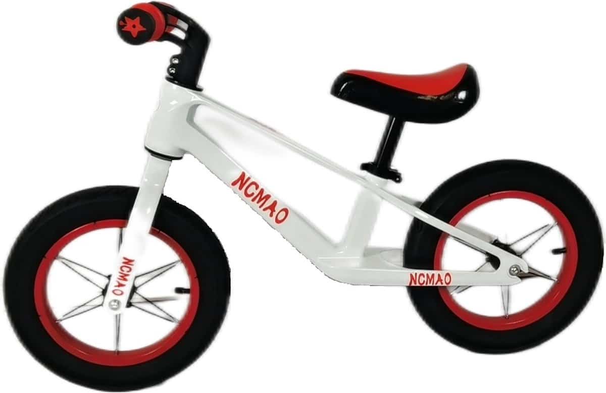 Loopfiets – kindersportbalans fiets – Fiets zonder pedaal – competitieve kindersportbalans fiets – 12 inch – voor kinderen van 2 3 4 5 6 7 jaar voor jongens en meisjes – Verstelbare stoel – Luchtbanden – Comfortabel en zeer licht – Zwart en Wit