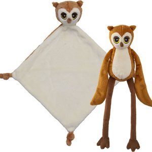 Pluche dieren setje Uil knuffel van 33 cm en tutteldoekje 40 cm
