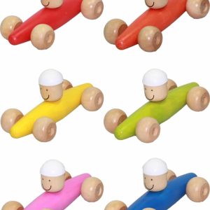 Primi Passi – Educatief Houtenspeelgoed – Set Race auto’s – Klassieke racewagens – +12 maanden