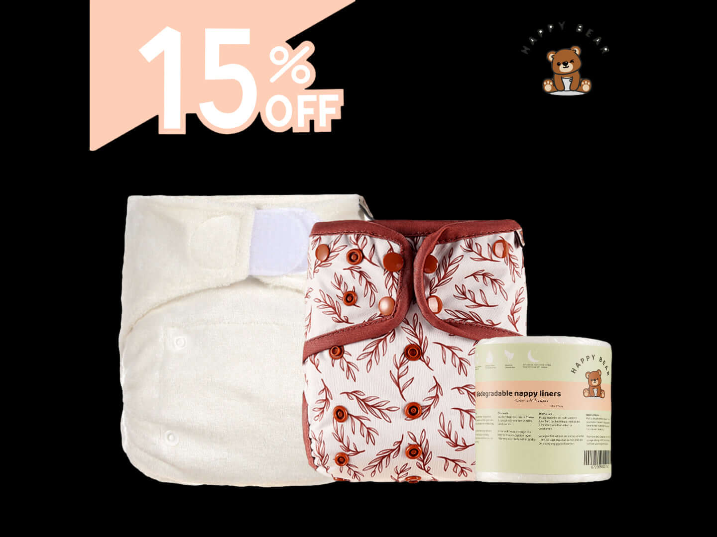 Tweedelige wasbare luiers set - Afbeelding 3
